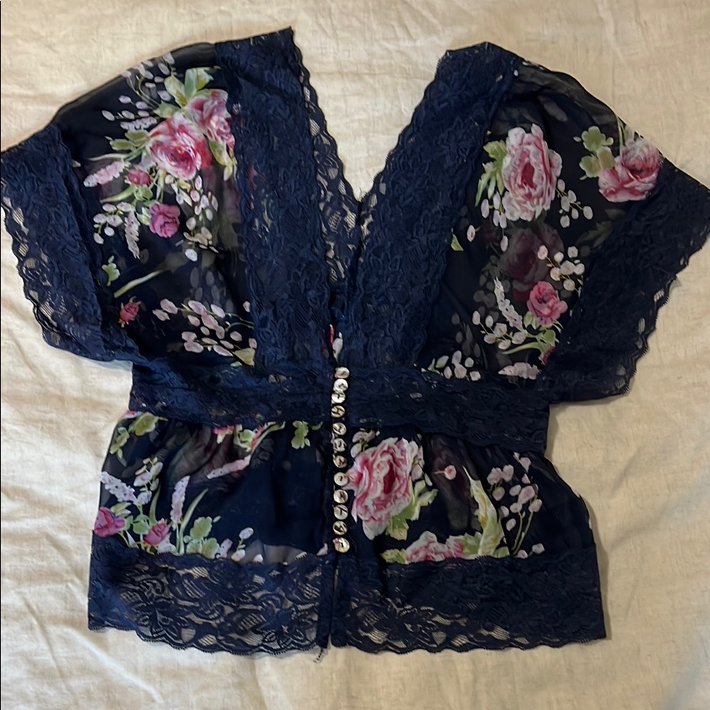 Forever 21 pink Floral Lace Blouse